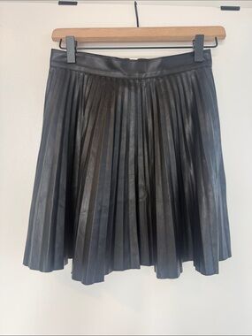 Topshop Black Pleated Faux Leather Skater Skirt